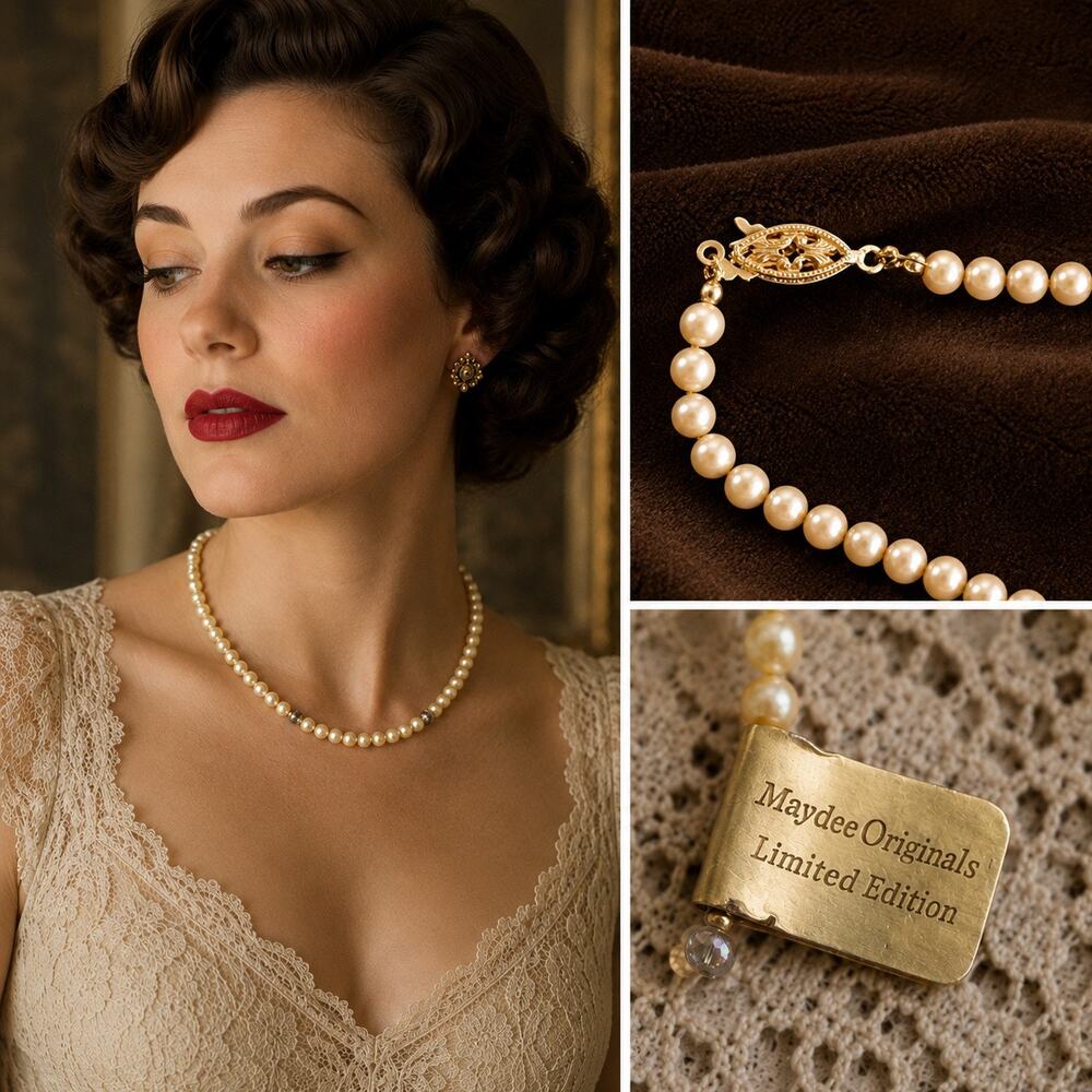 Vintage Maydee Originals Limited Edition Genuine Cultured Pearl Necklace 14” 60s